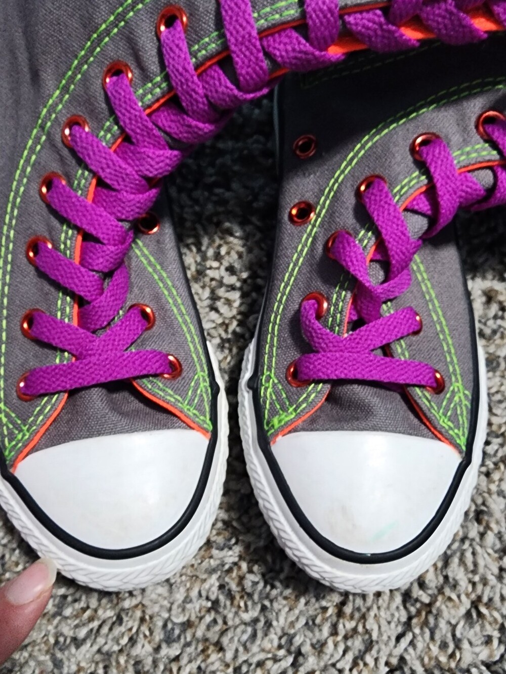 Rare Chuck Taylor All Star X-Hi Knee High  Converse Sneakers Gray/Purple Laces - Picture 6 of 12